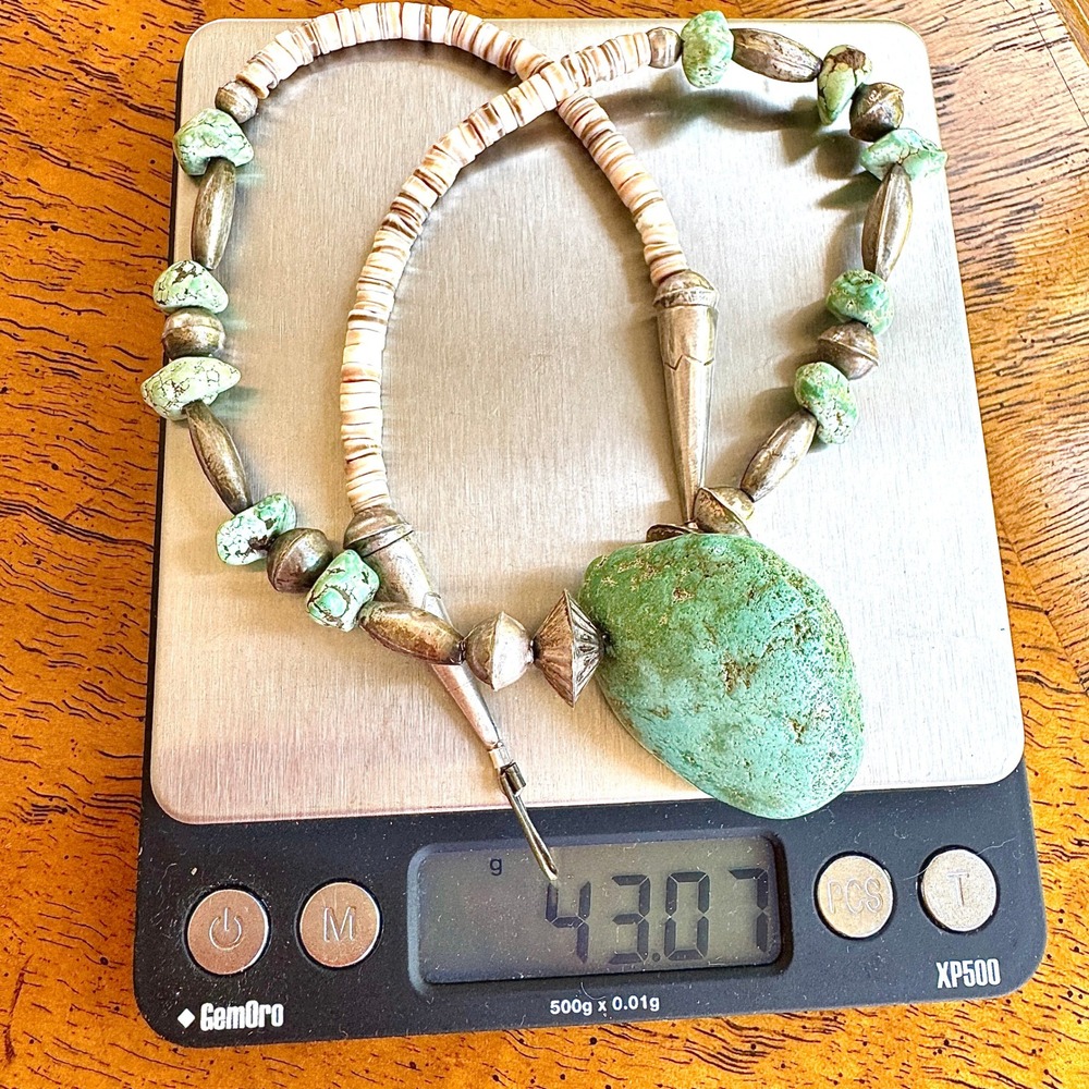 VTG Royston BIG Nugget Necklace Santo Domingo 18in Bench Bead Heishi Sterling‎